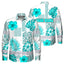 Hi Vis Hawaiian Long Sleeve Shirt Reflective Tape Blue Neon White Flower Hi-Vis Long Sleeve Shirt