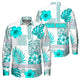 Hi Vis Hawaiian Long Sleeve Shirt Reflective Tape Blue Neon White Flower Hi-Vis Long Sleeve Shirt