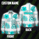 Hi Vis Hawaiian Long Sleeve Shirt Reflective Tape Blue Neon White Flower Hi-Vis Long Sleeve Shirt