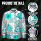 Hi Vis Hawaiian Long Sleeve Shirt Reflective Tape Blue Neon White Flower Hi-Vis Long Sleeve Shirt