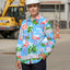 Hi Vis Hawaiian Long Sleeve Shirt Reflective Tape Blue Pink Flamingo Hi-Vis Long Sleeve Shirt