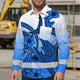 Hi Vis Hawaiian Long Sleeve Shirt Reflective Tape Blue Pink Neon Polynesian Hi-Vis Long Sleeve Shirt