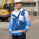 Hi Vis Hawaiian Long Sleeve Shirt Reflective Tape Blue Pink Neon Polynesian Hi-Vis Long Sleeve Shirt