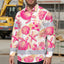 Hi Vis Hawaiian Long Sleeve Shirt Reflective Tape Light Orange Pink Sea Hi-Vis Long Sleeve Shirt