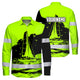 Hi Vis Hawaiian Long Sleeve Shirt Reflective Tape Lime Neon Sea Boat Hi-Vis Long Sleeve Shirt