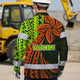 Hi Vis Hawaiian Long Sleeve Shirt Reflective Tape Orange Lime Neon Polynesian Hi-Vis Long Sleeve Shirt
