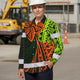 Hi Vis Hawaiian Long Sleeve Shirt Reflective Tape Orange Lime Neon Polynesian Hi-Vis Long Sleeve Shirt