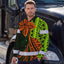 Hi Vis Hawaiian Long Sleeve Shirt Reflective Tape Orange Lime Neon Polynesian Hi-Vis Long Sleeve Shirt