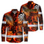 Hi Vis Hawaiian Long Sleeve Shirt Reflective Tape Orange Neon Leaves Hi-Vis Long Sleeve Shirt