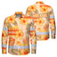 Hi Vis Hawaiian Long Sleeve Shirt Reflective Tape Orange Pastel Flower Hi-Vis Long Sleeve Shirt