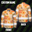 Hi Vis Hawaiian Long Sleeve Shirt Reflective Tape Orange Pastel Flower Hi-Vis Long Sleeve Shirt