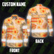 Hi Vis Hawaiian Long Sleeve Shirt Reflective Tape Orange Pastel Flower Hi-Vis Long Sleeve Shirt