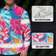 Hi Vis Hawaiian Long Sleeve Shirt Reflective Tape Pink Blue Flower Hi-Vis Long Sleeve Shirt