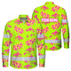 Hi Vis Hawaiian Long Sleeve Shirt Reflective Tape Pink Yellow Coconut Tree Hi-Vis Long Sleeve Shirt