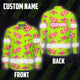 Hi Vis Hawaiian Long Sleeve Shirt Reflective Tape Pink Yellow Coconut Tree Hi-Vis Long Sleeve Shirt