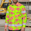 Hi Vis Hawaiian Long Sleeve Shirt Reflective Tape Pink Yellow Coconut Tree Hi-Vis Long Sleeve Shirt
