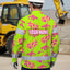 Hi Vis Hawaiian Long Sleeve Shirt Reflective Tape Pink Yellow Coconut Tree Hi-Vis Long Sleeve Shirt