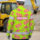 Hi Vis Hawaiian Long Sleeve Shirt Reflective Tape Pink Yellow Coconut Tree Hi-Vis Long Sleeve Shirt