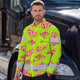 Hi Vis Hawaiian Long Sleeve Shirt Reflective Tape Pink Yellow Coconut Tree Hi-Vis Long Sleeve Shirt