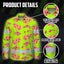 Hi Vis Hawaiian Long Sleeve Shirt Reflective Tape Pink Yellow Coconut Tree Hi-Vis Long Sleeve Shirt
