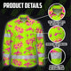 Hi Vis Hawaiian Long Sleeve Shirt Reflective Tape Pink Yellow Coconut Tree Hi-Vis Long Sleeve Shirt