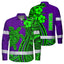 Hi Vis Hawaiian Long Sleeve Shirt Reflective Tape Violet Green Neon Polynesian Hi-Vis Long Sleeve Shirt