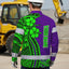 Hi Vis Hawaiian Long Sleeve Shirt Reflective Tape Violet Green Neon Polynesian Hi-Vis Long Sleeve Shirt
