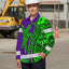 Hi Vis Hawaiian Long Sleeve Shirt Reflective Tape Violet Green Neon Polynesian Hi-Vis Long Sleeve Shirt