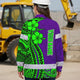 Hi Vis Hawaiian Long Sleeve Shirt Reflective Tape Violet Green Neon Polynesian Hi-Vis Long Sleeve Shirt