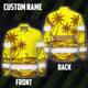 Hi Vis Hawaiian Long Sleeve Shirt Reflective Tape Yellow Neon Coconut Tree Hi-Vis Long Sleeve Shirt