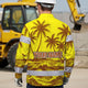 Hi Vis Hawaiian Long Sleeve Shirt Reflective Tape Yellow Neon Coconut Tree Hi-Vis Long Sleeve Shirt