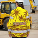 Hi Vis Hawaiian Long Sleeve Shirt Reflective Tape Yellow Neon Coconut Tree Hi-Vis Long Sleeve Shirt