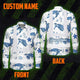 Hi Vis Hawaiian Long Sleeve Shirt Reflective Tapes Blue Flowers Turtle 2 Hi-Vis Long Sleeve Shirt