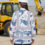 Hi Vis Hawaiian Long Sleeve Shirt Reflective Tapes Blue Flowers Turtle 2 Hi-Vis Long Sleeve Shirt