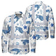 Hi Vis Hawaiian Long Sleeve Shirt Reflective Tapes Blue Flowers Turtle 2 Hi-Vis Long Sleeve Shirt