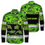 Hi Vis Hawaiian Long Sleeve Shirt Reflective Tapes Green Neon Hi-Vis Long Sleeve Shirt