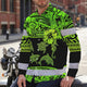 Hi Vis Hawaiian Long Sleeve Shirt Reflective Tapes Green Neon Hi-Vis Long Sleeve Shirt