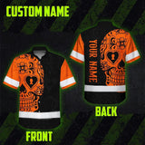 Hi Vis Hawaiian Shirt American Flag Neon Purple Reflective High Visibility Custom Name Safety Workwear