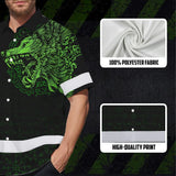 Hi Vis Hawaiian Shirt Black Reflective Green Neon Wolf Viking Symbol Custom Name