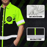 Hi Vis Hawaiian Shirt Company Uniforms Reflective Black Green Neon Custom Name And Logo