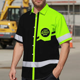 Hi Vis Hawaiian Shirt Company Uniforms Reflective Black Green Neon Custom Name And Logo