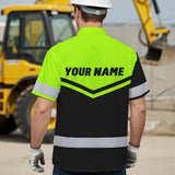 Hi Vis Hawaiian Shirt Company Uniforms Reflective Black Green Neon Custom Name And Logo