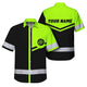 Company Uniforms Reflective Black Green Neon Hi-Vis Hawaiian Shirt