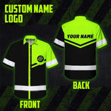 Hi Vis Hawaiian Shirt Company Uniforms Reflective Black Green Neon Custom Name And Logo