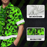 Hi Vis Hawaiian Shirt Custom Name, Pattern Skull Camo Reflective Safety Workwear For Workers, Runners, Truckers, Skull Lovers