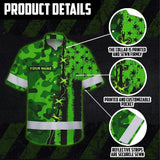 Hi Vis Hawaiian Shirt Custom Name, Pattern Skull Camo Reflective Safety Workwear For Workers, Runners, Truckers, Skull Lovers