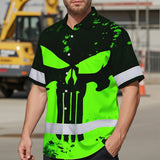 Hi Vis Hawaiian Shirt Green Neon  - Personalized Safety Workwear For Skull Lover, Cyclists, Runners
