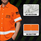 Hi Vis Hawaiian Shirt Green Reflective Us Flag For Men, Women, Outdoor Worker, Trucker, Patriotic