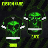 Hi Vis Hawaiian Shirt  Pattern Skull Reflective Safety Workwear For Workers, Runners, Truckers, Skull Lovers
