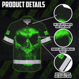 Hi Vis Hawaiian Shirt  Pattern Skull Reflective Safety Workwear For Workers, Runners, Truckers, Skull Lovers